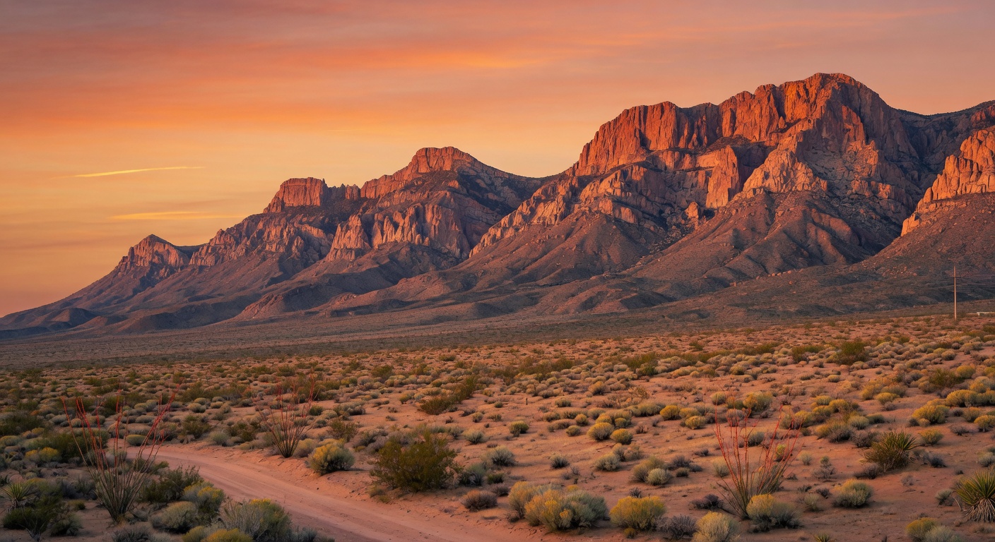 Franklin Mountains at golden hour, El Paso, Texas
